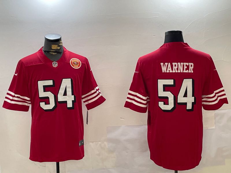 Men San Francisco 49ers #54 Warner Red Throwback 2024 Nike Limited NFL Jersey style 6